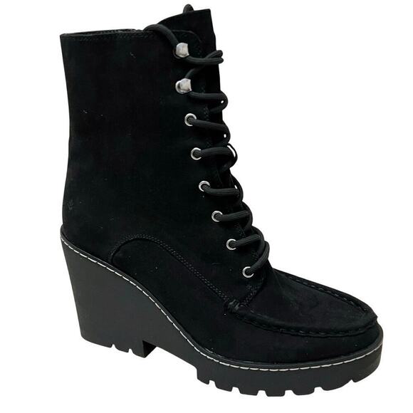 NWT Cool Planet Steve Madden Marsh Boots Black Wmn’s Sz 11 Sustainable Lug Sole - Picture 2 of 15